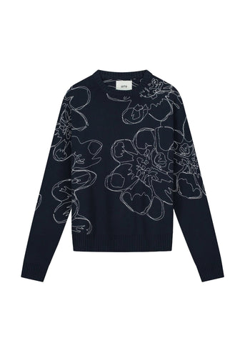 Arte Maglia da uomo Flower Stitch Blu