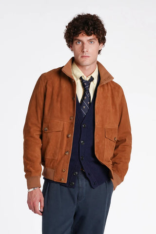 Baracuta Giacca in pelle scamosciata da uomo Blouson tobacco