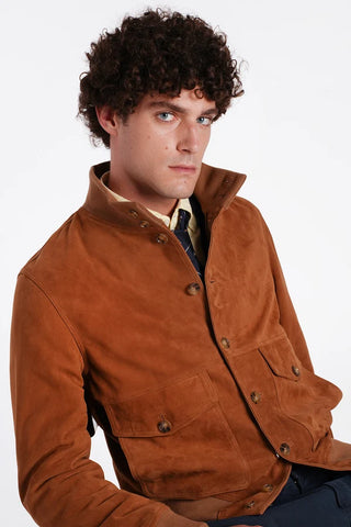 Baracuta Giacca in pelle scamosciata da uomo Blouson tobacco