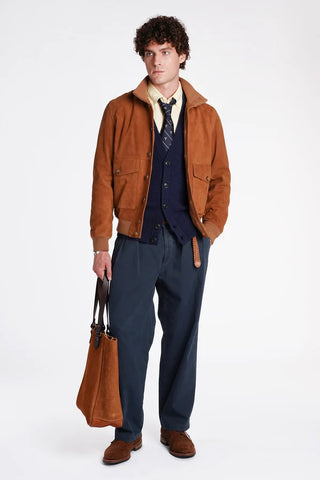 Baracuta Giacca in pelle scamosciata da uomo Blouson tobacco