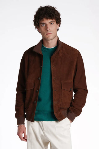 Baracuta Giacca da uomo in pelle scamosciata Blouson marrone
