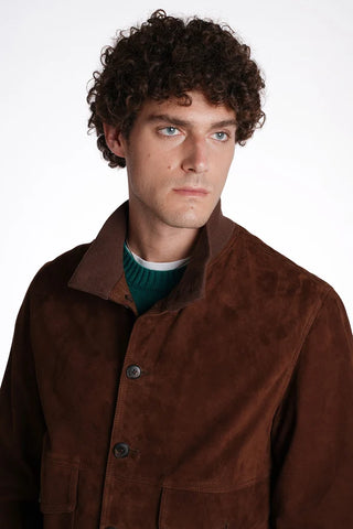 Baracuta Giacca da uomo in pelle scamosciata Blouson marrone