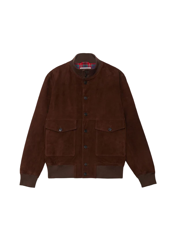 Baracuta Giacca da uomo in pelle scamosciata Blouson marrone
