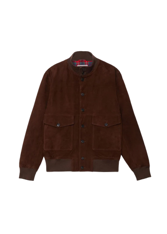 Baracuta Giacca da uomo in pelle scamosciata Blouson marrone