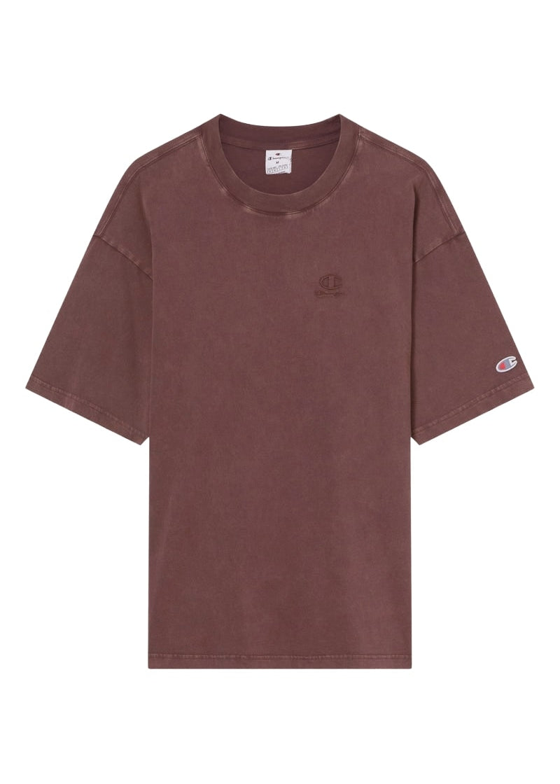 Champion T-Shirt da uomo mnica corta Effetto Slavato Icons Marrone