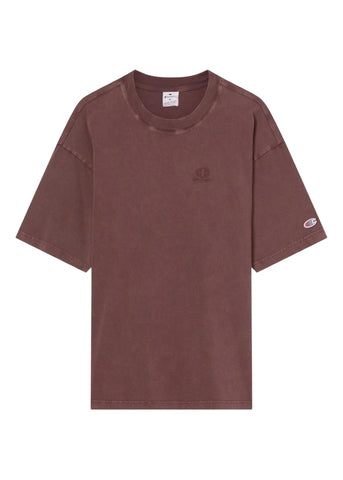 Champion T-Shirt da uomo mnica corta Effetto Slavato Icons Marrone