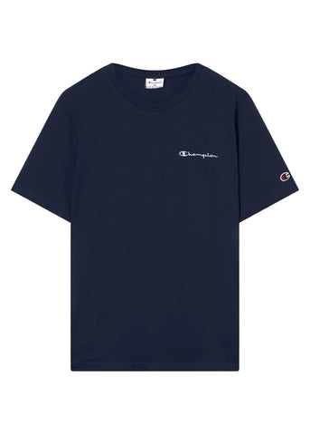 Champion T-Shirt da uomo manica corta Logo Ricamato Icons blu