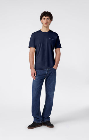 Champion T-Shirt da uomo manica corta Logo Ricamato Icons blu
