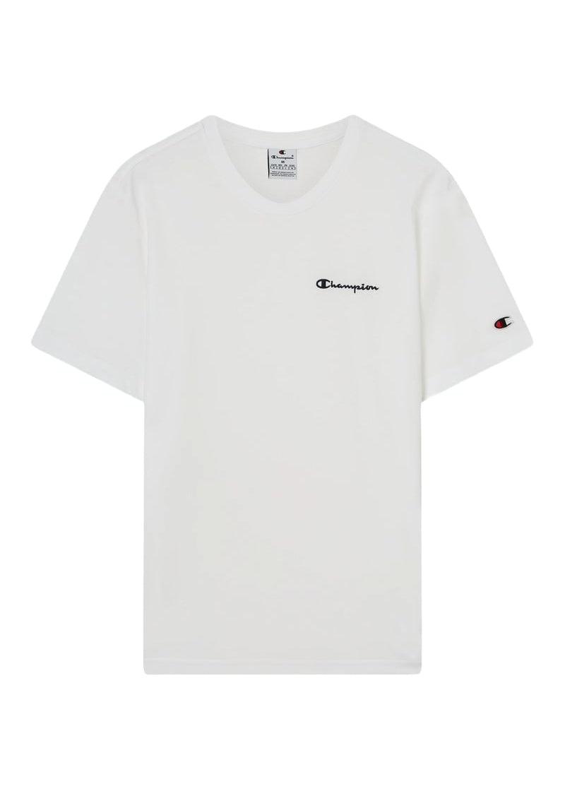 Champion T-Shirt da uomo manica corta Logo Ricamato Icons bianca