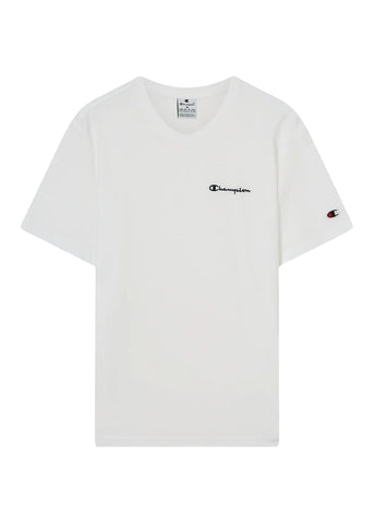 Champion T-Shirt da uomo manica corta Logo Ricamato Icons bianca