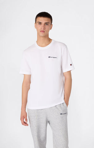 Champion T-Shirt da uomo manica corta Logo Ricamato Icons bianca