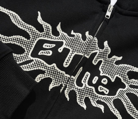 Buttergoods Felpa da uomo con zip Solar Zip-Thru nera