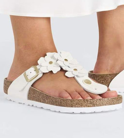 Birkenstock Infradito da donna Gizeh Flower bianco (Calzata Stretta)
