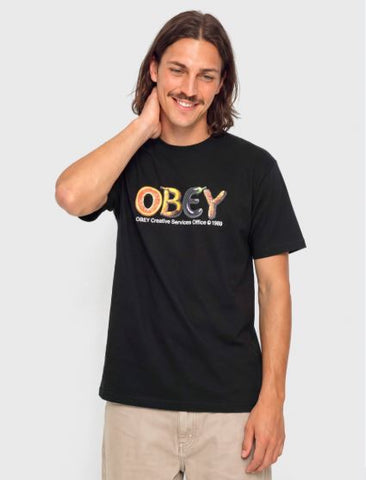 Obey T-Shirt da uomo manica corta Creative Services nera