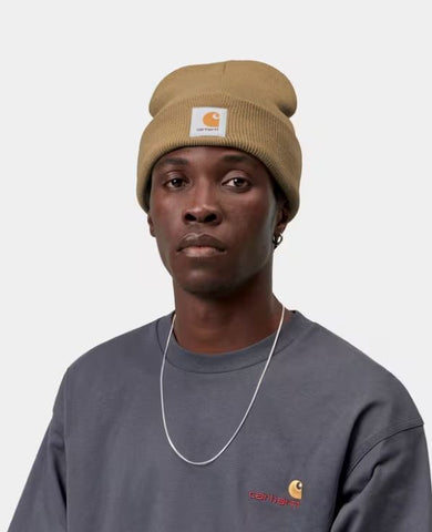 Carhartt WIP Berretto Corto in Maglia a Coste Watch marroncino