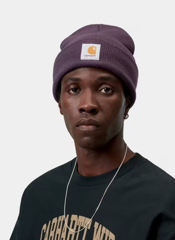 Carhartt WIP Berretto Corto in Maglia a Coste Watch viola scuro