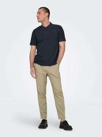 Only &amp; Sons Men's Linen Trousers Leo Beige