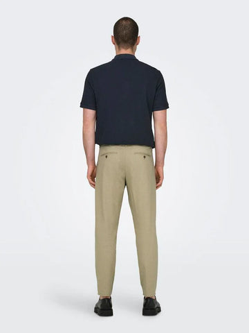 Only &amp; Sons Men's Linen Trousers Leo Beige