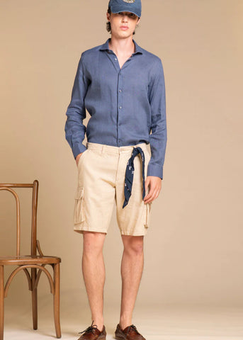 Impure Cooper Beige Men's Linen Blend Pocket Shorts