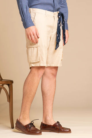 Impure Cooper Beige Men's Linen Blend Pocket Shorts