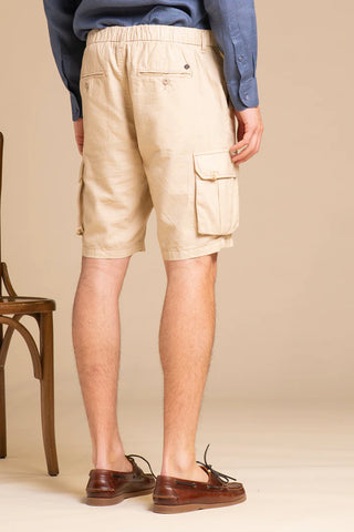 Impure Cooper Beige Men's Linen Blend Pocket Shorts