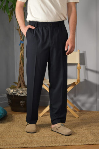 Cnovetre Men's Comfortable Trousers in Cool Blue Wool 2214C492