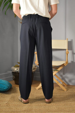 Cnovetre Men's Comfortable Trousers in Cool Blue Wool 2214C492