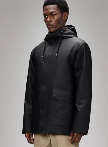 Rains Giacca Parka impermeabile da uomo W3T3 nera