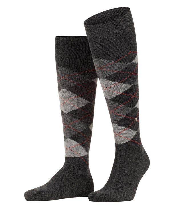Burlington Gambaletti da uomo con Fantasia Argyle a Rombi Preston grigi