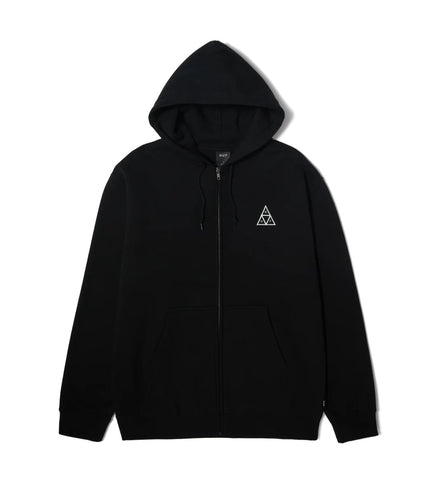 Huf Unisex Sweatshirt mit Reißverschluss und Kapuze Set Triple Triangle Schwarz