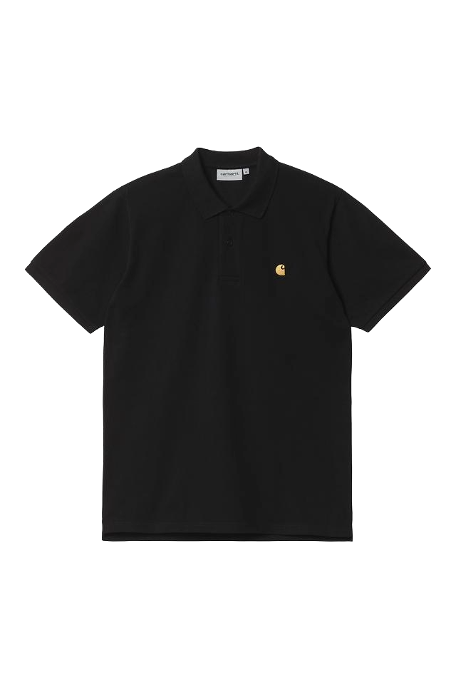 Carhartt Wip Chase Herren-Polohemd mit kurzen Ärmeln in Schwarz