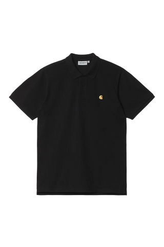 Carhartt Wip Chase Herren-Polohemd mit kurzen Ärmeln in Schwarz