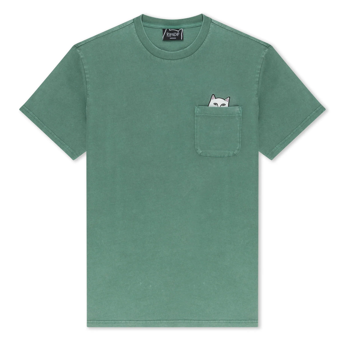 RipNDip Herren Kurzarm-T-Shirt mit Tasche Lord Nermal grün