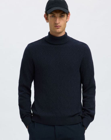 Selected Maglia collo alto da uomo Trevor blu