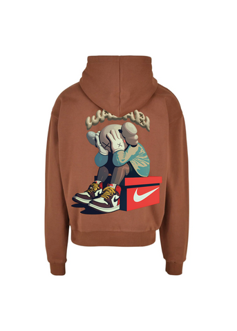 Wasabi Felpa da uomo con cappuccio Kaws marrone