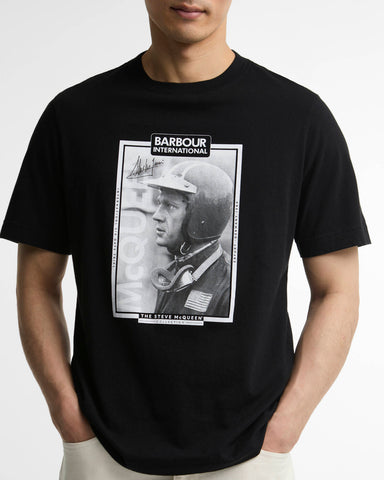 Barbour International T-Shirt da uomo Ramshaw con stampa Steve McQueen nera