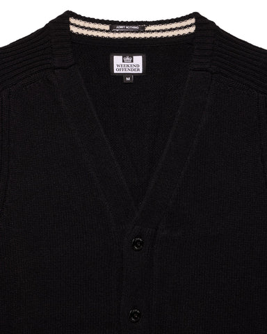 Weekend Offender Cardigan in lana da uomo Lauda nero