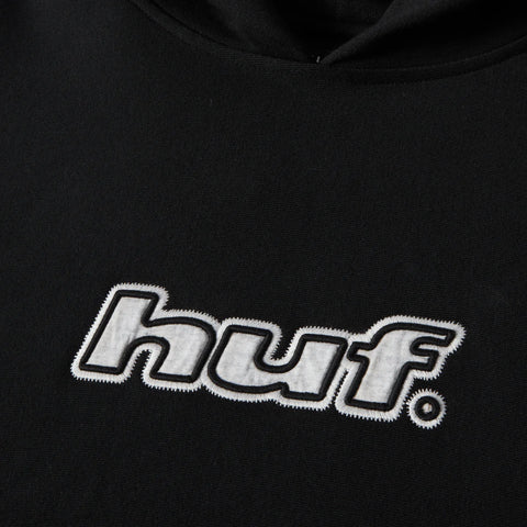 Huf Herren-Sweatshirt mit Kapuze, Logo-Applikation, Schwarz