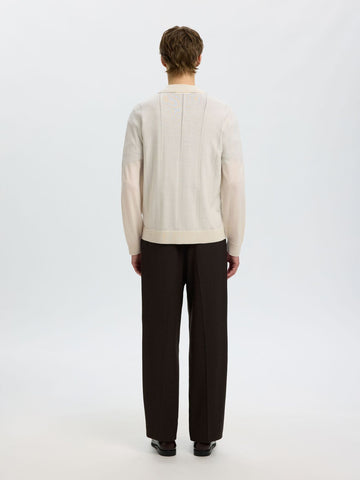 Selected Cardigan da uomo in lana merino Tray panna