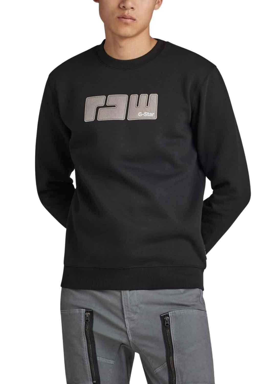 G-Star Raw Felt Herren-Sweatshirt mit Rundhalsausschnitt in Schwarz