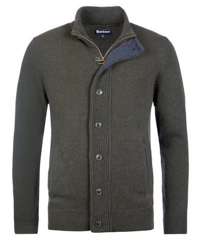 Barbour Maglione da uomo con zip  in Lana d’Agnello Essential Patch  verde