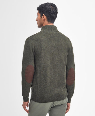 Barbour Maglia da uomo con zip e bottoni  Patch verde