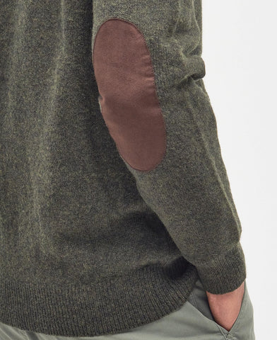 Barbour Maglia da uomo con zip e bottoni  Patch verde