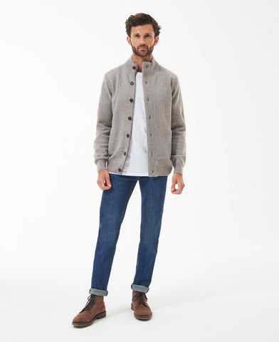 Barbour Maglia da uomo con zip e bottoni  Patch beige