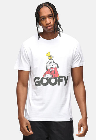 ReCovered T-Shirt da uomo manica corta Disney Goofy  bianca