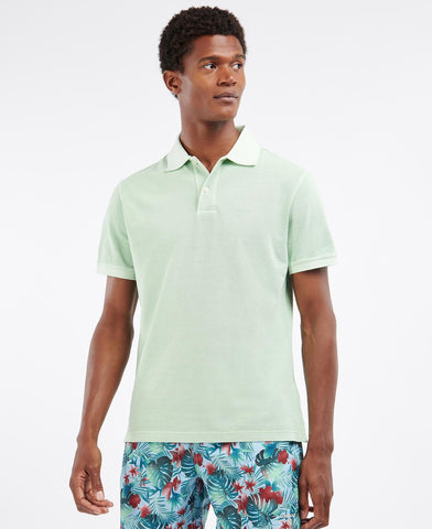 Barbour Polo uomo sportiva Washed-Out  verde chiaro