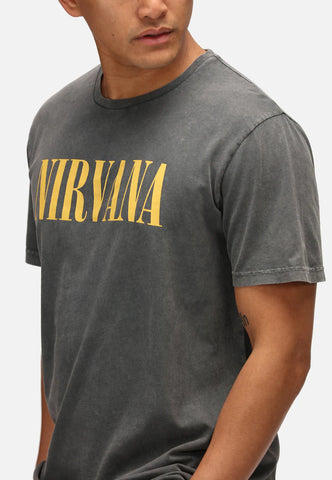 ReCovered T-Shirt unisex manica corta Nirvana Plain Logo nero lavato