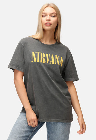 ReCovered T-Shirt unisex manica corta Nirvana Plain Logo nero lavato