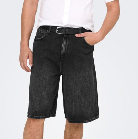 Only & Sons Pantaloncino in jeans da uomo Carl nero
