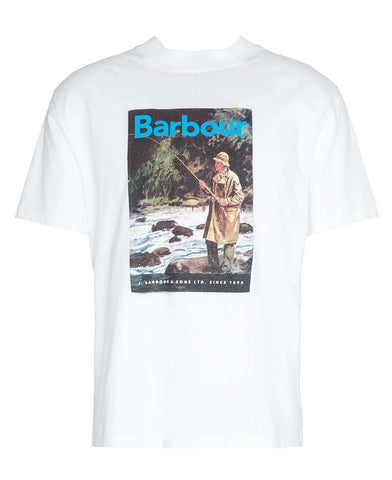 Barbour T-Shirt da Uomo manica corta Mortt Os Graphic Bianca